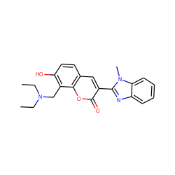 CCN(CC)Cc1c(O)ccc2cc(-c3nc4ccccc4n3C)c(=O)oc12 ZINC000000941143