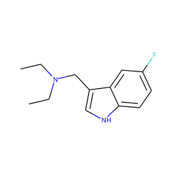 CCN(CC)Cc1c[nH]c2ccc(F)cc12 ZINC000066251705