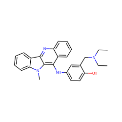 CCN(CC)Cc1cc(Nc2c3ccccc3nc3c4ccccc4n(C)c23)ccc1O ZINC000001631690