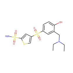 CCN(CC)Cc1cc(S(=O)(=O)c2csc(S(N)(=O)=O)c2)ccc1O ZINC000013727925