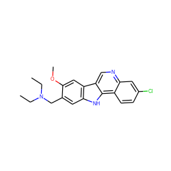 CCN(CC)Cc1cc2[nH]c3c4ccc(Cl)cc4ncc3c2cc1OC ZINC000001571821