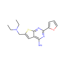 CCN(CC)Cc1cc2c(N)nc(-c3ccco3)nc2s1 ZINC000118588921