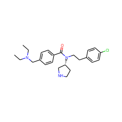 CCN(CC)Cc1ccc(C(=O)N(CCc2ccc(Cl)cc2)[C@@H]2CCNC2)cc1 ZINC000028823632