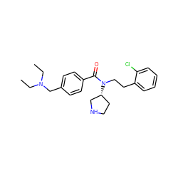 CCN(CC)Cc1ccc(C(=O)N(CCc2ccccc2Cl)[C@@H]2CCNC2)cc1 ZINC000028823624