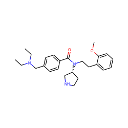 CCN(CC)Cc1ccc(C(=O)N(CCc2ccccc2OC)[C@@H]2CCNC2)cc1 ZINC000028823615