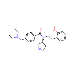 CCN(CC)Cc1ccc(C(=O)N(CCc2ccccc2OC)[C@H]2CCNC2)cc1 ZINC000028823616