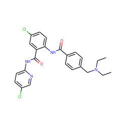 CCN(CC)Cc1ccc(C(=O)Nc2ccc(Cl)cc2C(=O)Nc2ccc(Cl)cn2)cc1 ZINC000028094762