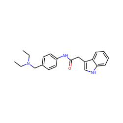 CCN(CC)Cc1ccc(NC(=O)Cc2c[nH]c3ccccc23)cc1 ZINC000096914942