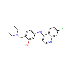 CCN(CC)Cc1ccc(Nc2ccnc3cc(Cl)ccc23)cc1O ZINC000036378506