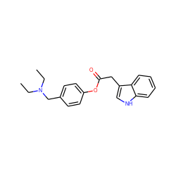 CCN(CC)Cc1ccc(OC(=O)Cc2c[nH]c3ccccc23)cc1 ZINC000096914955