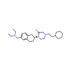 CCN(CC)Cc1ccc2c(c1)CC[C@H](N1CCN(CCC3CCCCC3)CC1=O)C2 ZINC000036126697