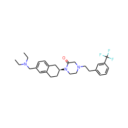 CCN(CC)Cc1ccc2c(c1)CC[C@H](N1CCN(CCc3cccc(C(F)(F)F)c3)CC1=O)C2 ZINC000036126702