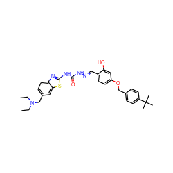 CCN(CC)Cc1ccc2nc(NC(=O)N/N=C/c3ccc(OCc4ccc(C(C)(C)C)cc4)cc3O)sc2c1 ZINC000299829427