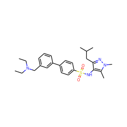 CCN(CC)Cc1cccc(-c2ccc(S(=O)(=O)Nc3c(CC(C)C)nn(C)c3C)cc2)c1 ZINC000199944697