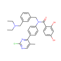 CCN(CC)Cc1cccc(CN(C(=O)c2ccc(O)cc2O)c2ccc(-c3nc(Cl)ncc3C)cc2)c1 ZINC000653676024