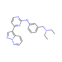 CCN(CC)Cc1cccc(Nc2nccc(-c3cnn4ncccc34)n2)c1 ZINC000040394522