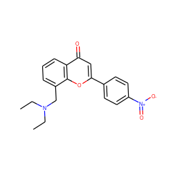 CCN(CC)Cc1cccc2c(=O)cc(-c3ccc([N+](=O)[O-])cc3)oc12 ZINC000103170033