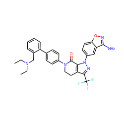 CCN(CC)Cc1ccccc1-c1ccc(N2CCc3c(C(F)(F)F)nn(-c4ccc5onc(N)c5c4)c3C2=O)cc1 ZINC000014950422