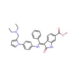 CCN(CC)Cc1cccn1-c1ccc(N/C(=C2\C(=O)Nc3cc(C(=O)OC)ccc32)c2ccccc2)cc1 ZINC001772655207