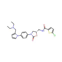 CCN(CC)Cc1cccn1-c1ccc(N2C[C@H](CNC(=O)c3ccc(Cl)s3)OC2=O)cc1 ZINC000299861923