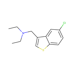 CCN(CC)Cc1csc2ccc(Cl)cc12 ZINC000002127329