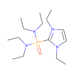 CCN(CC)P(=O)(c1n(CC)cc[n+]1CC)N(CC)CC ZINC000003202661