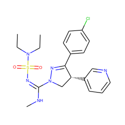 CCN(CC)S(=O)(=O)/N=C(/NC)N1C[C@@H](c2cccnc2)C(c2ccc(Cl)cc2)=N1 ZINC000028525855