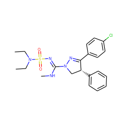 CCN(CC)S(=O)(=O)/N=C(\NC)N1C[C@@H](c2ccccc2)C(c2ccc(Cl)cc2)=N1 ZINC000028523262