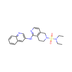 CCN(CC)S(=O)(=O)N1CCc2c(ccnc2Nc2cnc3ccccc3c2)C1 ZINC000072108565