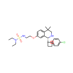 CCN(CC)S(=O)(=O)NCCOc1ccc2c(c1)[C@@H](C1(c3ccc(Cl)cc3)CCC1)NCC2(C)C ZINC000114980273