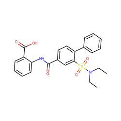 CCN(CC)S(=O)(=O)c1cc(C(=O)Nc2ccccc2C(=O)O)ccc1-c1ccccc1 ZINC000013611146