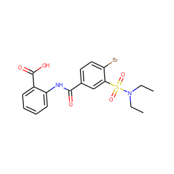 CCN(CC)S(=O)(=O)c1cc(C(=O)Nc2ccccc2C(=O)O)ccc1Br ZINC000000859479