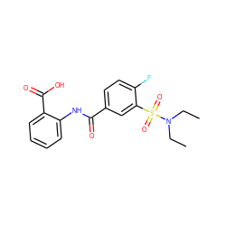 CCN(CC)S(=O)(=O)c1cc(C(=O)Nc2ccccc2C(=O)O)ccc1F ZINC000013095050