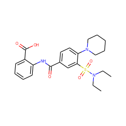 CCN(CC)S(=O)(=O)c1cc(C(=O)Nc2ccccc2C(=O)O)ccc1N1CCCCC1 ZINC000013611151