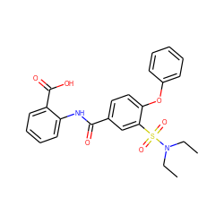 CCN(CC)S(=O)(=O)c1cc(C(=O)Nc2ccccc2C(=O)O)ccc1Oc1ccccc1 ZINC000013611154