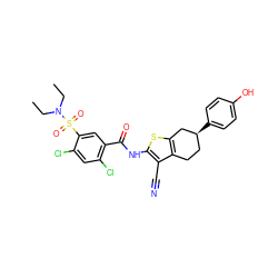 CCN(CC)S(=O)(=O)c1cc(C(=O)Nc2sc3c(c2C#N)CC[C@H](c2ccc(O)cc2)C3)c(Cl)cc1Cl ZINC000026658207