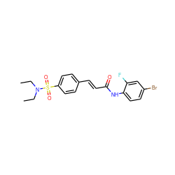 CCN(CC)S(=O)(=O)c1ccc(/C=C/C(=O)Nc2ccc(Br)cc2F)cc1 ZINC000002625014