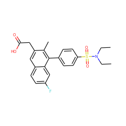 CCN(CC)S(=O)(=O)c1ccc(-c2c(C)c(CC(=O)O)cc3ccc(F)cc23)cc1 ZINC000205728157