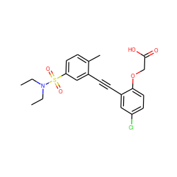 CCN(CC)S(=O)(=O)c1ccc(C)c(C#Cc2cc(Cl)ccc2OCC(=O)O)c1 ZINC000073195781