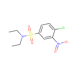 CCN(CC)S(=O)(=O)c1ccc(Cl)c([N+](=O)[O-])c1 ZINC000003885245