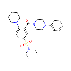 CCN(CC)S(=O)(=O)c1ccc(N2CCCCC2)c(C(=O)N2CCN(c3ccccc3)CC2)c1 ZINC000013074245