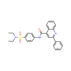 CCN(CC)S(=O)(=O)c1ccc(NC(=O)c2cc(-c3ccccc3)nc3ccccc23)cc1 ZINC000001131259