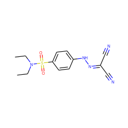 CCN(CC)S(=O)(=O)c1ccc(NN=C(C#N)C#N)cc1 ZINC000000358155