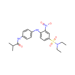 CCN(CC)S(=O)(=O)c1ccc(Nc2ccc(NC(=O)C(C)C)cc2)c([N+](=O)[O-])c1 ZINC000018901469