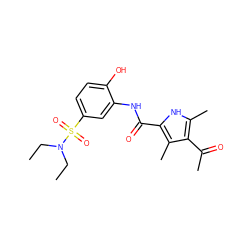 CCN(CC)S(=O)(=O)c1ccc(O)c(NC(=O)c2[nH]c(C)c(C(C)=O)c2C)c1 ZINC000013003420