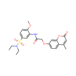 CCN(CC)S(=O)(=O)c1ccc(OC)c(NC(=O)COc2ccc3c(C)cc(=O)oc3c2)c1 ZINC000008829890