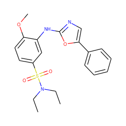 CCN(CC)S(=O)(=O)c1ccc(OC)c(Nc2ncc(-c3ccccc3)o2)c1 ZINC000013611285