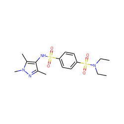 CCN(CC)S(=O)(=O)c1ccc(S(=O)(=O)Nc2c(C)nn(C)c2C)cc1 ZINC000005173646