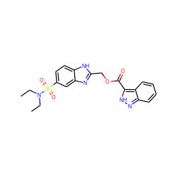 CCN(CC)S(=O)(=O)c1ccc2[nH]c(COC(=O)c3[nH]nc4ccccc34)nc2c1 ZINC000006498436