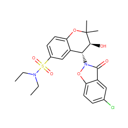 CCN(CC)S(=O)(=O)c1ccc2c(c1)[C@@H](n1oc3ccc(Cl)cc3c1=O)[C@H](O)C(C)(C)O2 ZINC000040950152